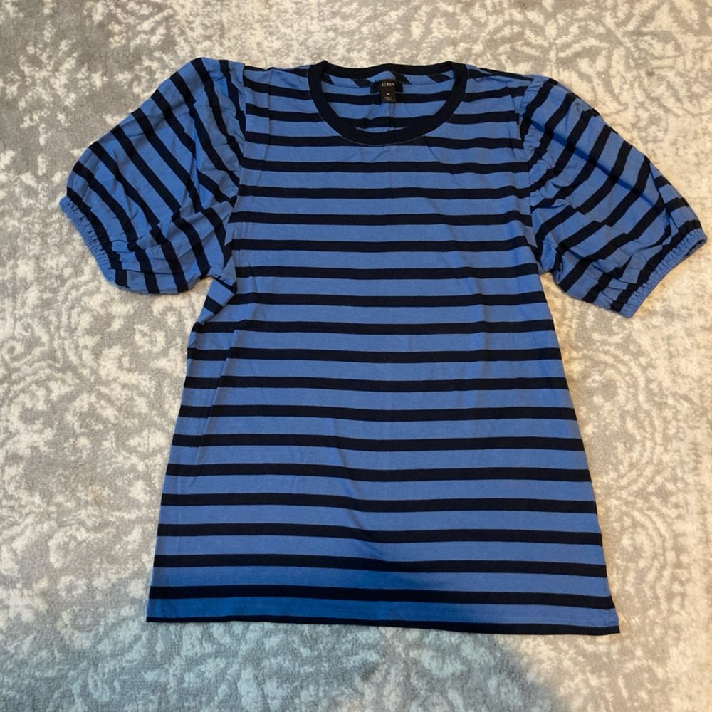 J. Crew Navy and Blue Striped Top